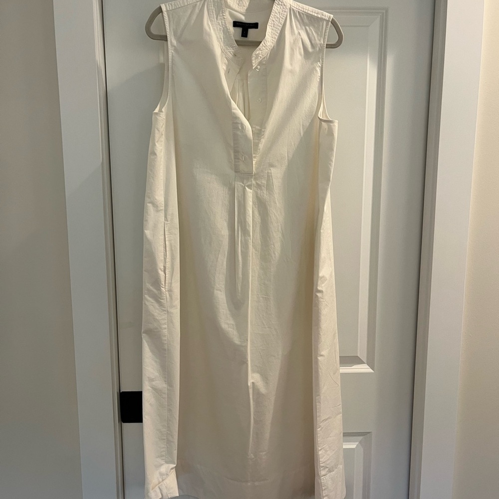 Banana Republic White Poplin Sleeveless Midi Dress